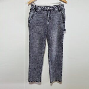 AFRM Fez Straight Leg Carpenter Jeans 30.5" Hi-Rise Utility Acid Wash Women's 28